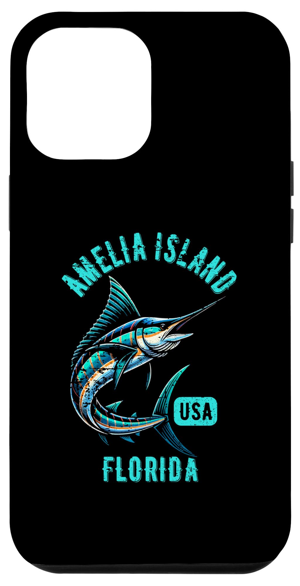 iPhone 13 Pro Max Amelia Island Florida Retro Distressed Style Fish Design Case