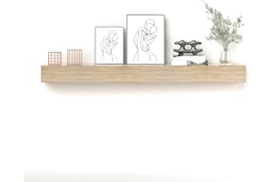 POPRHINO Fireplace Mantel Shelve, Solid Wood Baked Finish Wall-Mounted Floating Shelf for Over Fireplace, Handcrafted Floating Fireplace Mantels with Wooden Bracket, 72 x 8 x 6 Inches
