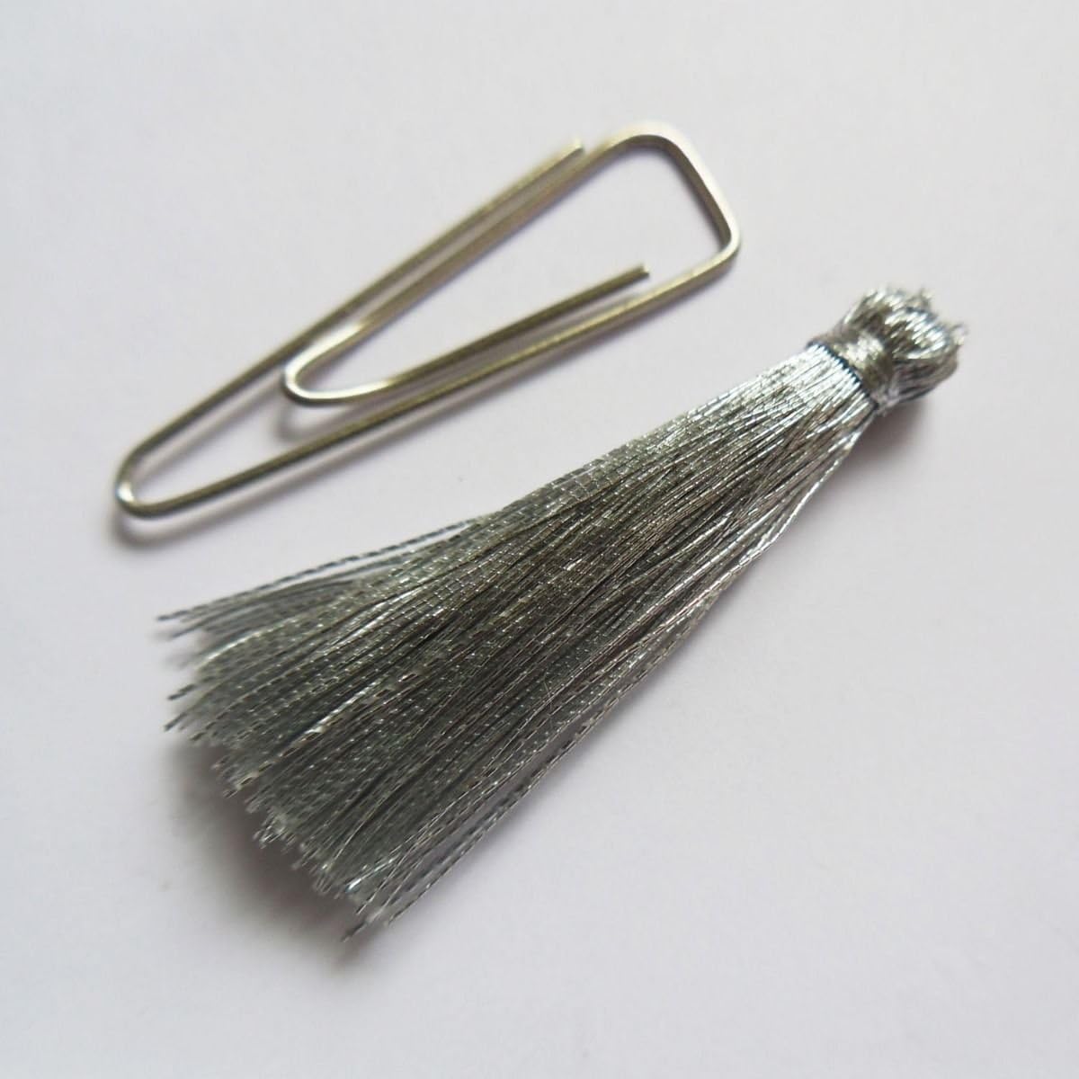1-3/8" Fringe Metallic Silver Exquisite Knot Mini Tassels 10 Pcs