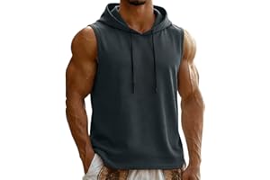 Dademeo Men's Workout Hooded Tank Muscle Tops Sports Training Bodybuilding Cut Off T Shirt Sleeveless Gym Casual Hoodies