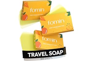 FOMIN - Antibacterial Paper Soap Sheets for Hand Washing - (300 Sheets) Orange Portable Travel Soap Sheets, Dissolvable Camping Mini Soap, Portable Hand Soap sheet