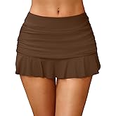 Tempt Me Women Ruched Ruffle Swim Skirt - 2025 Mid Rise Tummy Control Bikini Swimsuit Bathing Suit Skirt Bottom