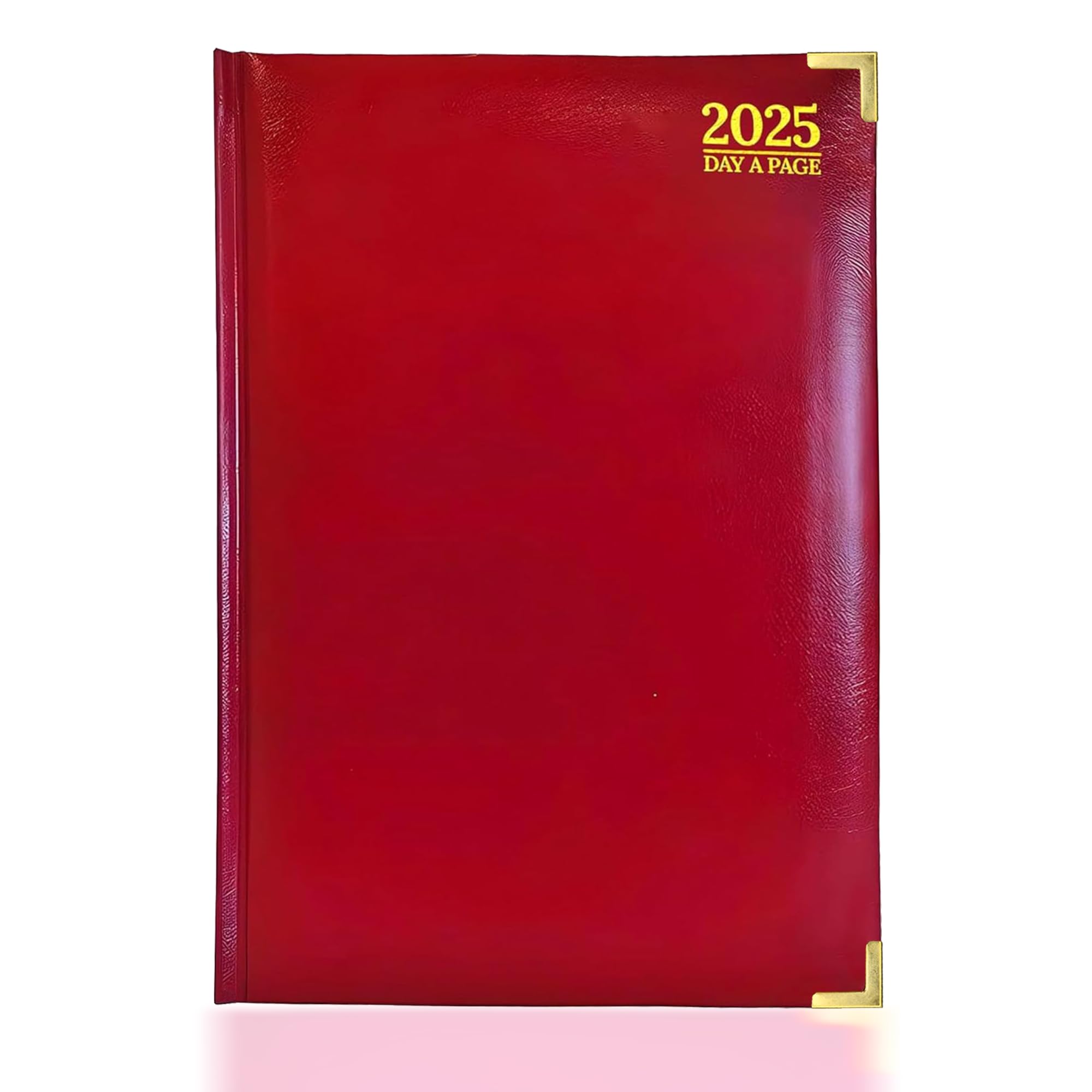 G4GADGET Luxury 2025 A4 Burgundy/Red Day A Page Diary Padded Front & Hardback Cover Gilt Edges — image 1