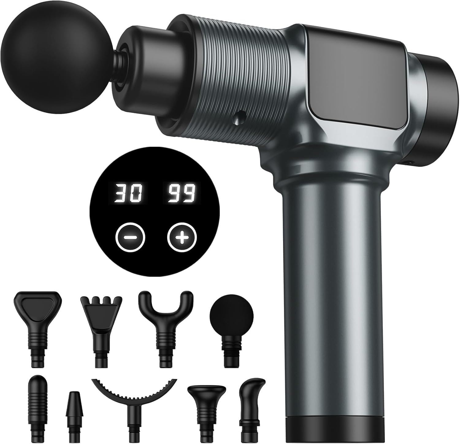 Photo 1 of Jqx Massage , Deep Tissue Massager Gun for Pain Relief, Percussion Muscle Massage Gun for Athelets, Handheld Electric Back Massager with 30 Speed Levels & 9 Massage Heads
