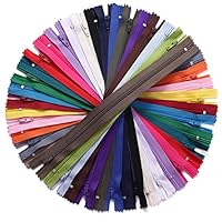 JIUZHU 50pcs 18 Inch (45cm) Zippers 18 Inches Nylon Coil Zipper Bulk for Sewing Crafts Tailor Bags 25 Colors