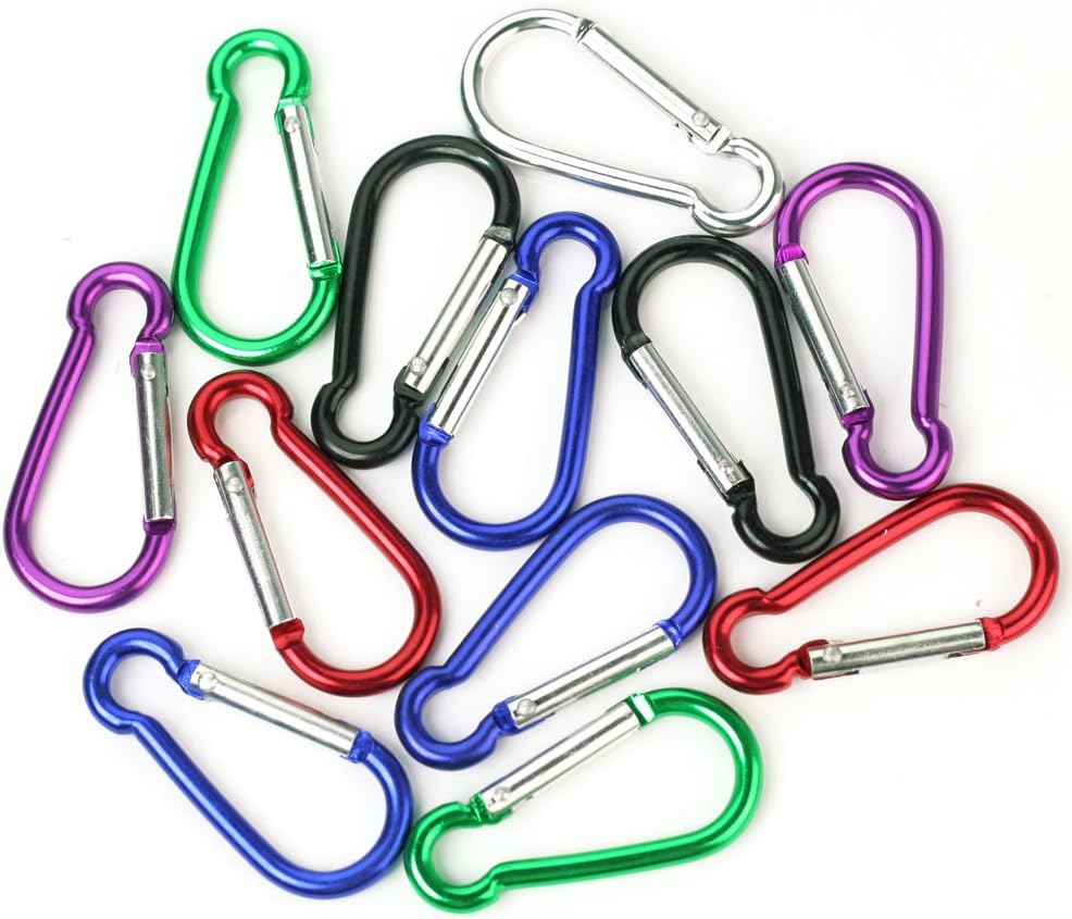 Pinzhi® Set of 12 Outdoor Mini Aluminum Carabiner Camp Hiking Snap Hook Lock Keychain