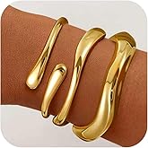 Decholly Gold Bracelets for Women Trendy, 18K Gold Plated Bangle Bracelet Set Chunky Twist Cuff Gold Bracelet Non Tarnish Waterproof Jewelry Gifts for Women