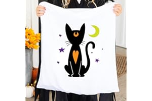 Qualtry Cute Pillowcase Halloween Trick or Treat Bags for Kids - Halloween Goodie Bag with Name - Alternative Halloween Bucket for Trick or Treating (Cat Design)