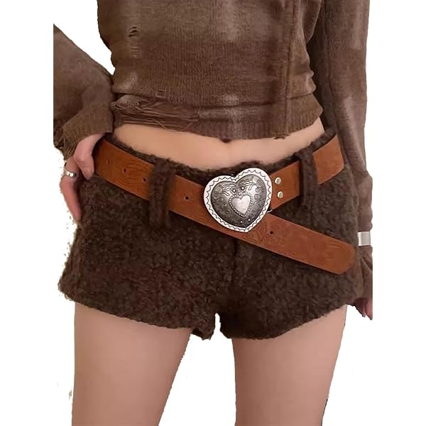 Wojgzon Heart Western Leather Belt for Women Men Star Buckle  display picture 1