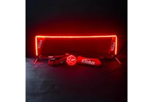 Kickit Inferno LED Soccer Tennis Game Set Where Soccer Meets Tennis | Portable 6.5' Wide x 2' High Soccer Tennis Net Soccer Tennis Ball | Play Outdoors, Indoors, Backyard, Beach (LED, 6.5 'W X 2'H)
