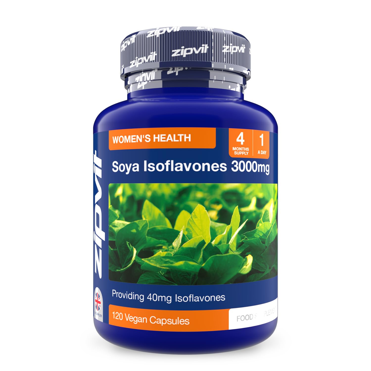 Zipvit SOYA Isoflavones 3,000mg, High Strength SOYA Bean Extract 40mg Isoflavones, 120 Vegan Capsules, 4 Months Supply