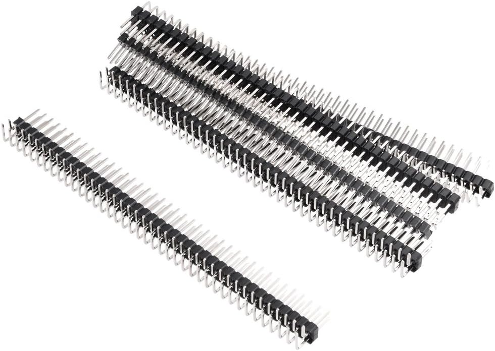 Sourcingmap 5Pcs 2.54mm Pitch 2x40-Pins Double Row Right Angle Connector Pin Header Strip for Prototype Shield