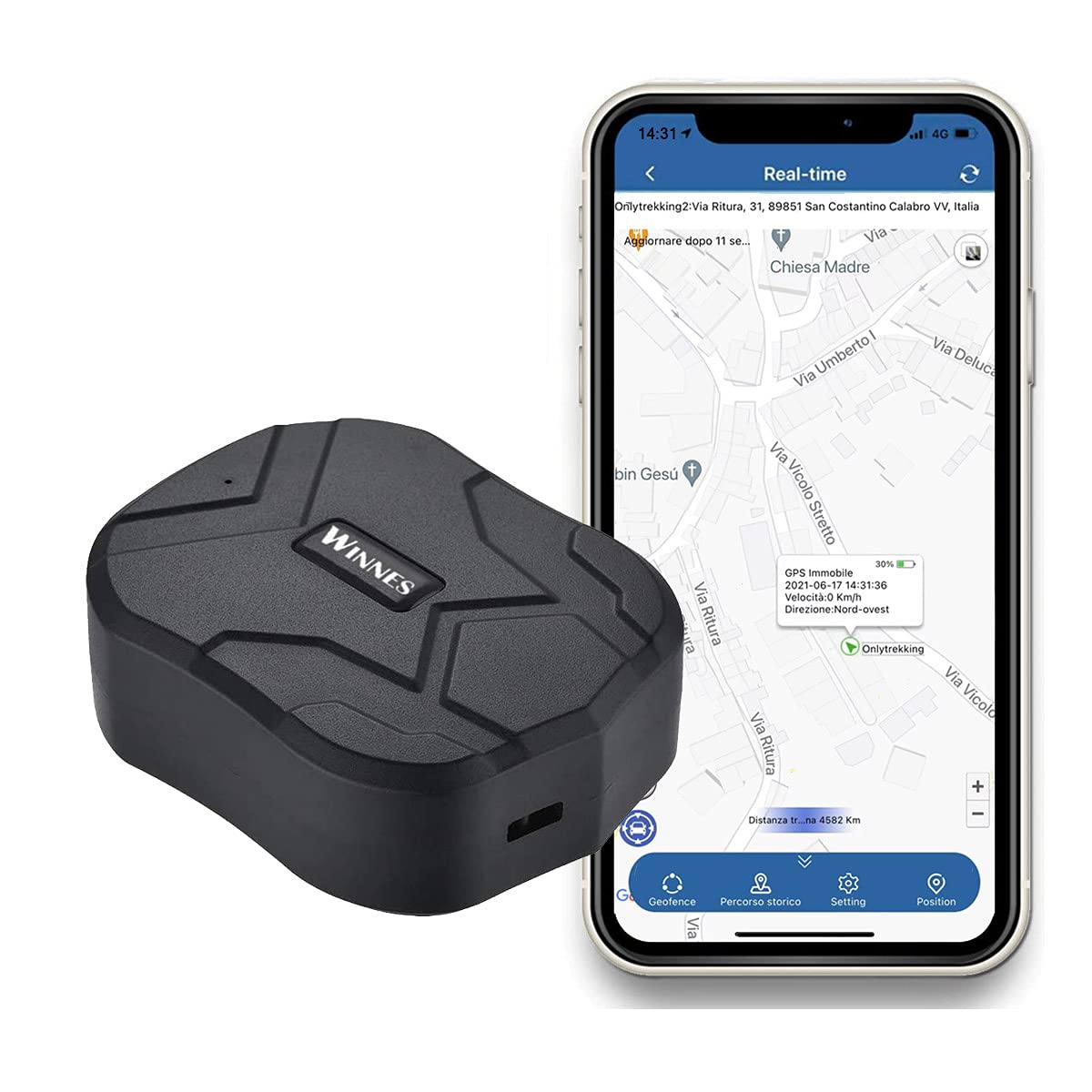GPS Tracker, Zeerkeer GPS Tracker for Vehicles Real-time Tracking 150 Days Standby Waterproof Anti-Lost GPS Locator Magnetism GPS Tracker with Multiple Alarms for Motorcycle Boat Free APP