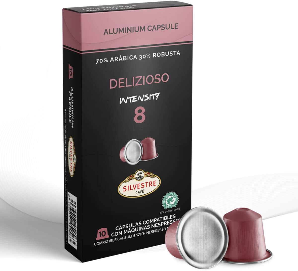 Imported SPANISH Coffee Espresso Compatible Nespresso Machine Aluminum Pods single cup (DELIZIOSO, 40 Pods)