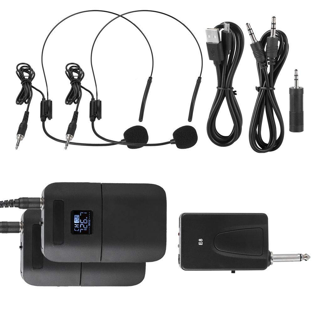 Eboxer VHF Wireless Microphone Headset, Portable Wireless Headmounted Mic System with Transmitter Receiver for Stage Speakers, Guides, Conference Presenters, etc.