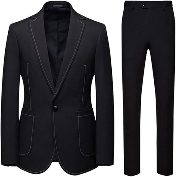 Amazon Co Jp 男性の結婚式のスーツフォーマルなビジネスタキシードパーティーイギリス風のドレス2ピースセット男性ファッションラペルグルーミングブラザージャケットパンツ メンズスーツスリムフィット 服 ファッション小物