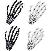 Halloween Skeleton Hands Bone Hair Clips - White and Black (2 Pairs), Punk Rock Horror Hair Clip for Women Girls Hair Accessories