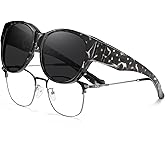 HAOLOTA Fit Over Glasses Sunglasses for Women Polarized, Trendy Cat Eye Sunglasses Wear Over Glasses, UV Protection