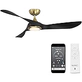 WAC Lighting Swirl 3-Blade Aluminum Smart Ceiling Fan in Soft Brass/Matte Black