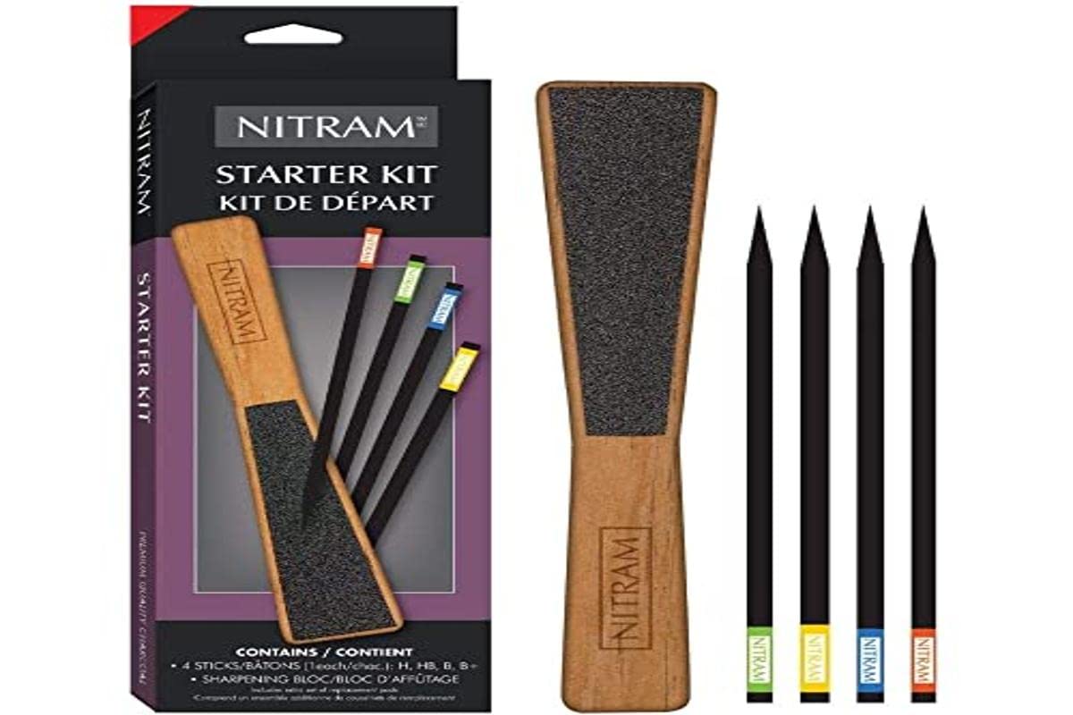 Nitram Starter kit with 4 Charcoal Brushes and a Sandstone, Coal, 5 Piece Set