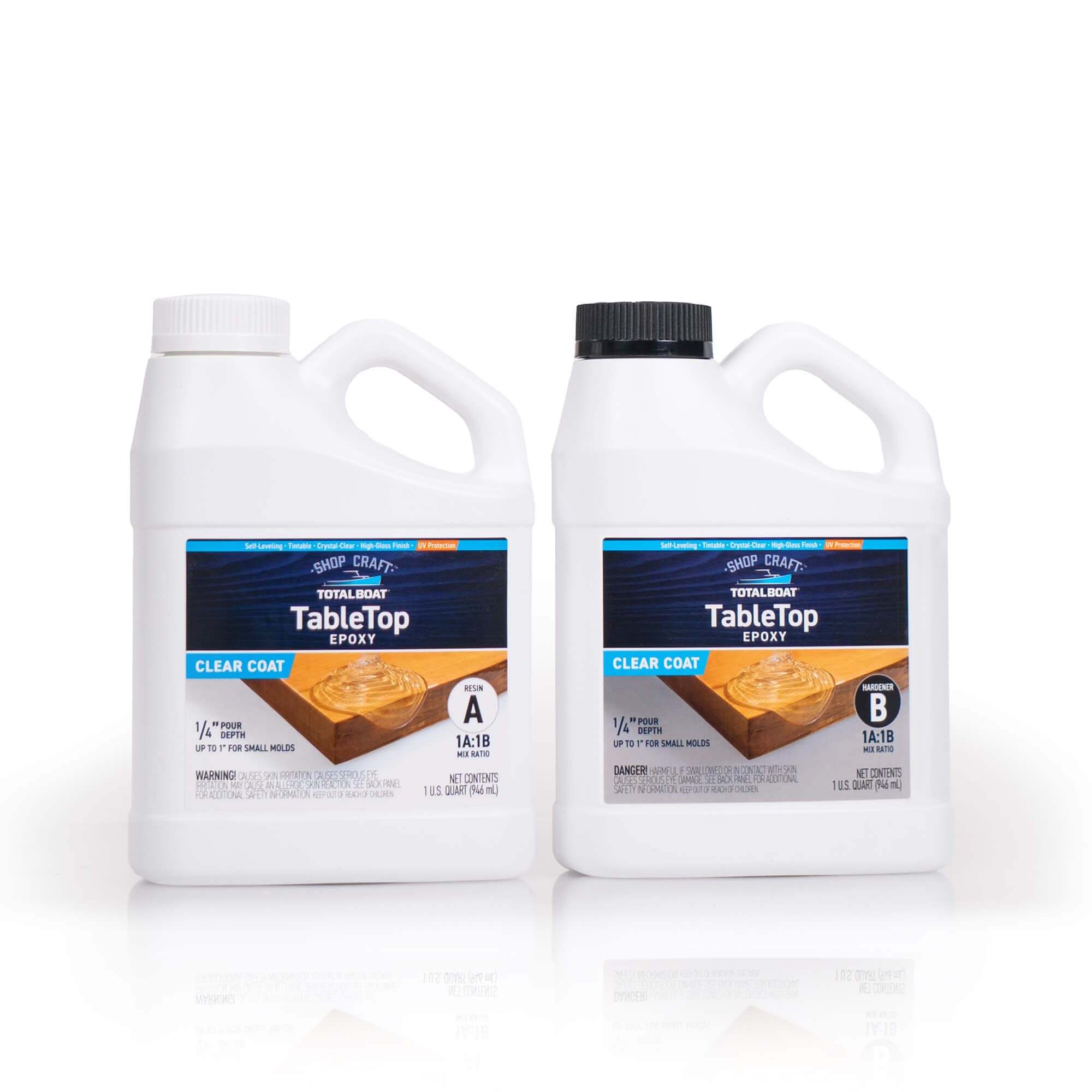 TotalBoat Table Top Epoxy Resin Kit - 2 Quart Kit Size Crystal Clear Formula with High-Gloss Finish & UV-Resistance - Easy 1:1 Ratio for Bar and Counter Coating, Woodworking, and Resin Art Casting Image TotalBoat Table Top Epoxy Resin Kit - 2 Quart Kit Size Crystal Clear Formula with High-Gloss Finish & UV-Resistance - Easy 1:1 Ratio for Bar and Counter Coating, Woodworking, and Resin Art Casting Image