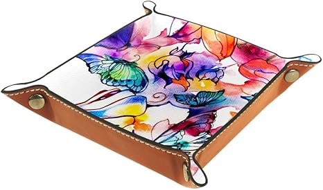 ASDQWE - Bandeja de piel para guardar dados con hebilla de