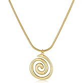 MIJENITI Gold Statement Necklaces for Women - Boho Beach Spiral Swirl Conch Pendants Necklaces, Trendy Statement Jewelry | Summer Beach Jewelry Gifts