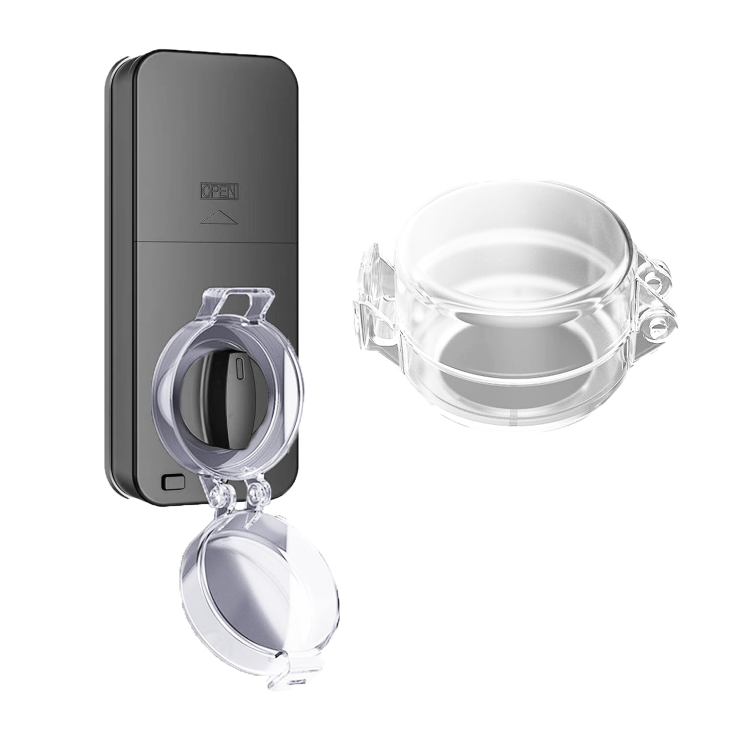Photo 1 of UtySty 2 Pack Deadbolt Lock Secure Mount Child Safety Clear Transparent Sticky Cover Protector for Glass Door Lock Keyless Entry Keypad Door Locks 40mm Dead Bolt Avoid Being Locked Out OD 1.57"