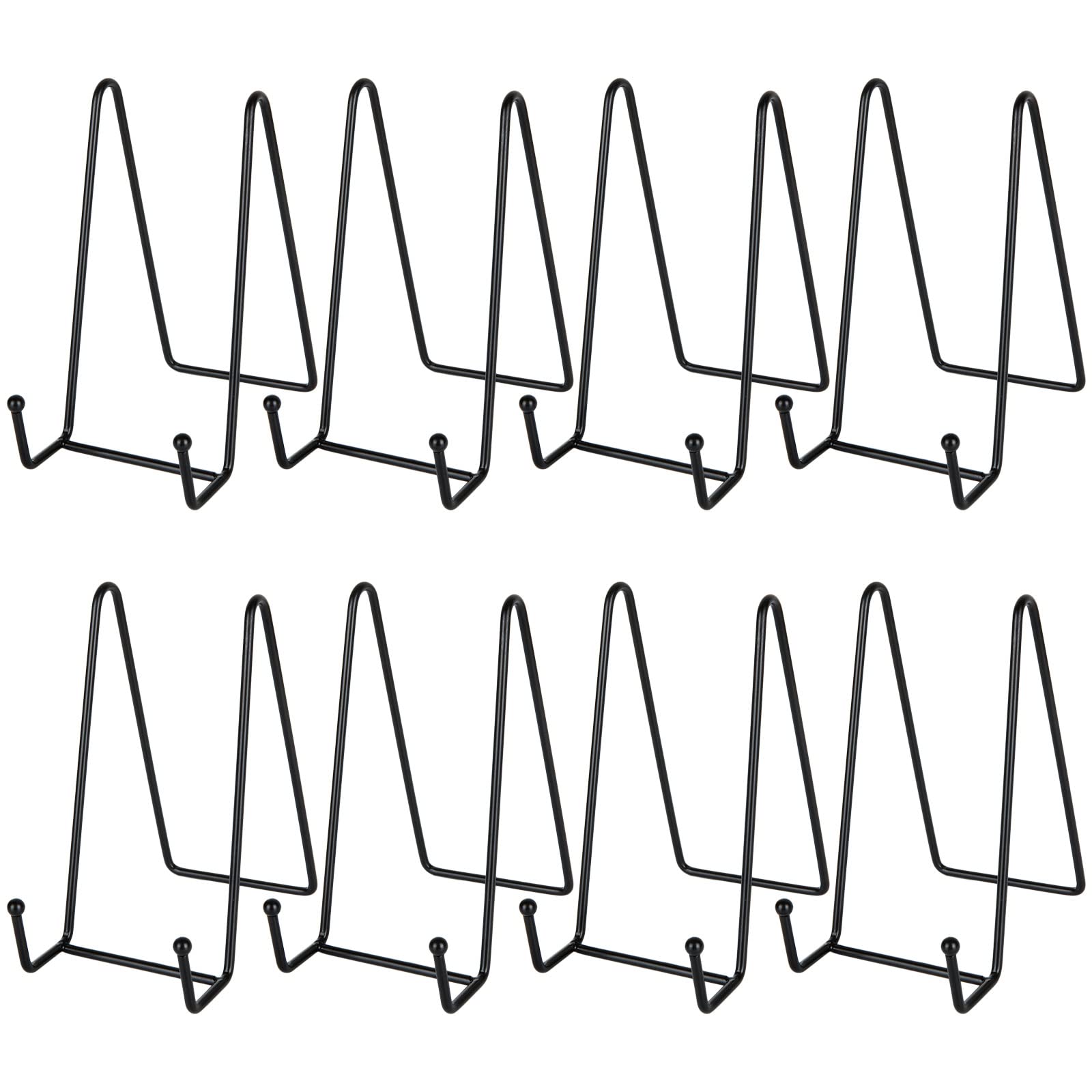 LOLYSIC Display Stands 6 Inch Metal Picture Frame Holder Plate Stand Display Holders Photo Frame Stand Easel Display Stand for Decorative Plate Dish Books Art Craft Tabletop, Pack of 8, Black