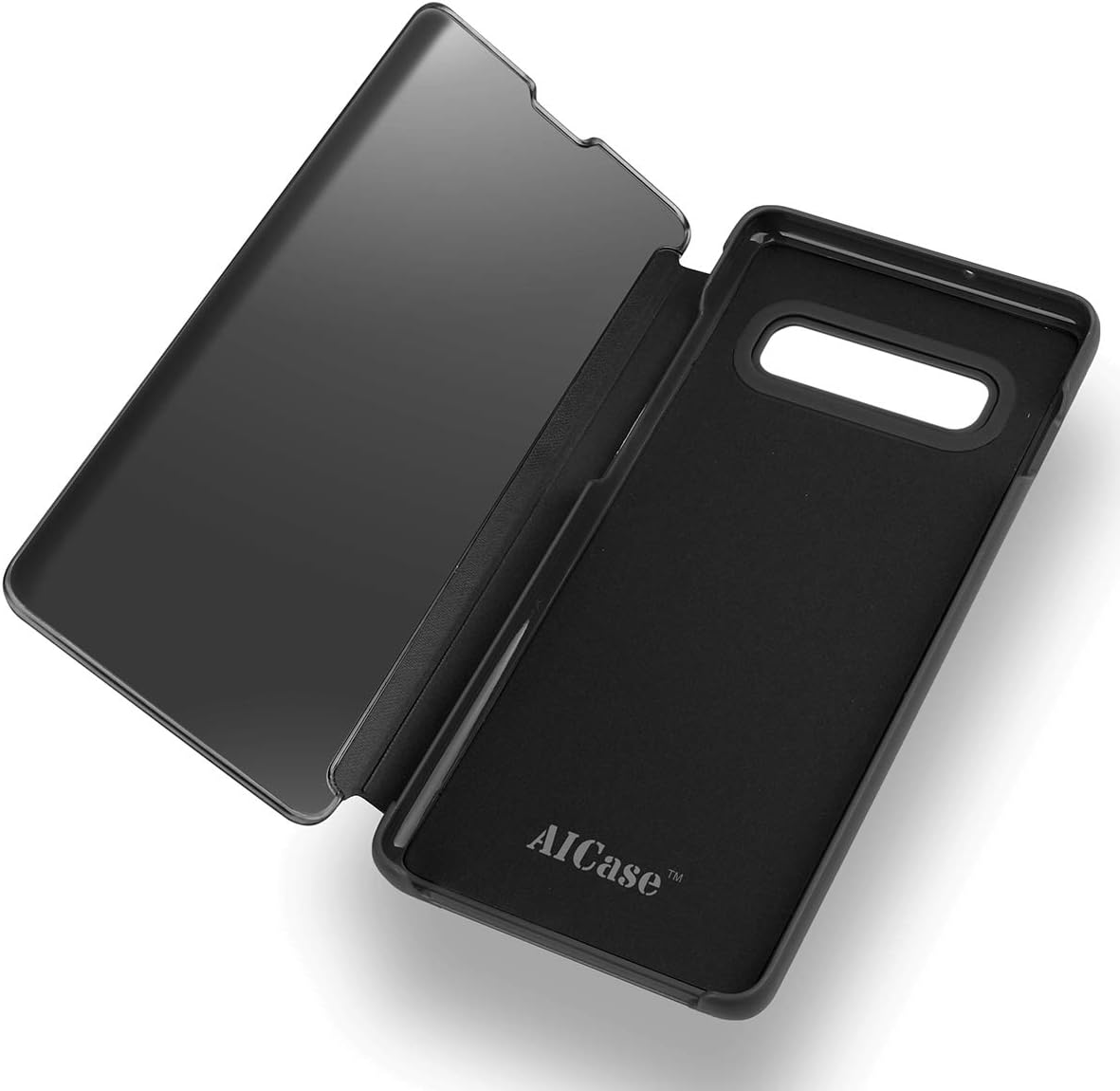 Case for Samsung Galaxy S10 Plus Case with Stand Flip Case Clear View Cover Flip Case (Black) - Image 3