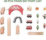 Giant bean Forest Theme Wooden Train Set 36 Pieces Toddler 3-7 Expan&able view 2