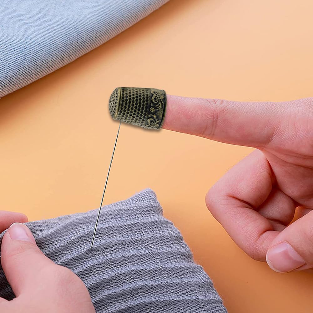 10 Pack Sewing Thimble Finger Quilting Protector for Sewing Clothes Metal Copper Finger Shield DIY Knitting Craft Tools for Home Art Embroidery Needlework (2 Colors) (Bronze+Red Copper)