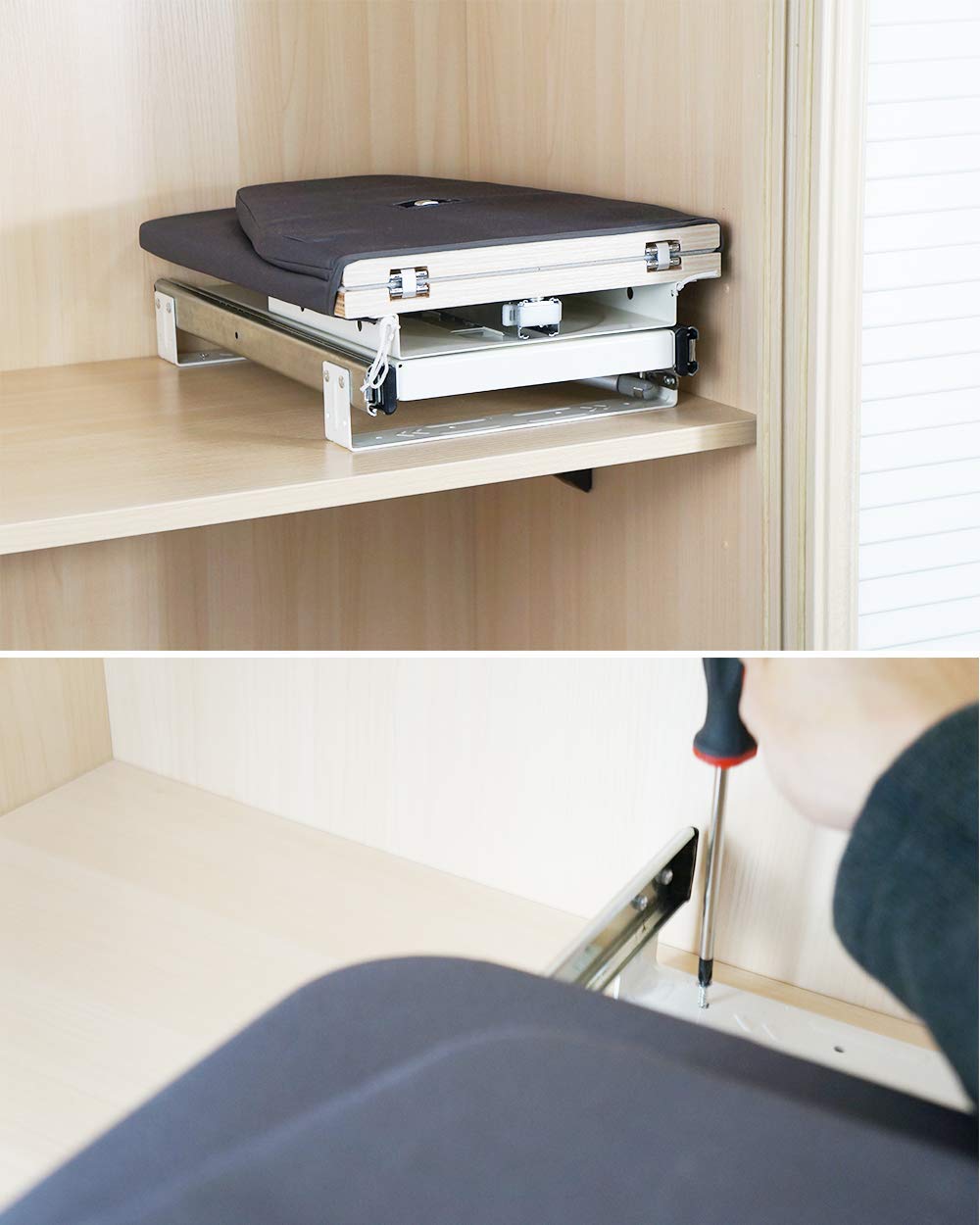 SAROSORA Retractable Ironing Board Closet Pull-Out Stow Away in The Cabinet Easy to Install (Navy Blue)