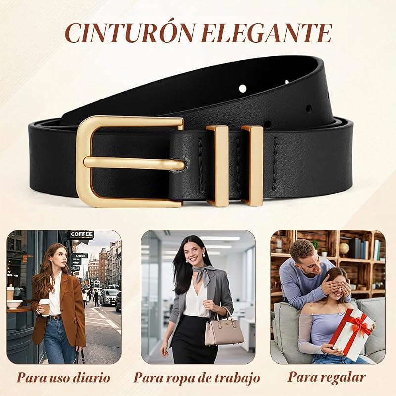 Cintos femininos, cinto ajustável de 3 peças para senhoras da moda com fivela de liga leve, cinto clássico de moda de 100 cm, cinto de jeans para jeans, calças, vestidos