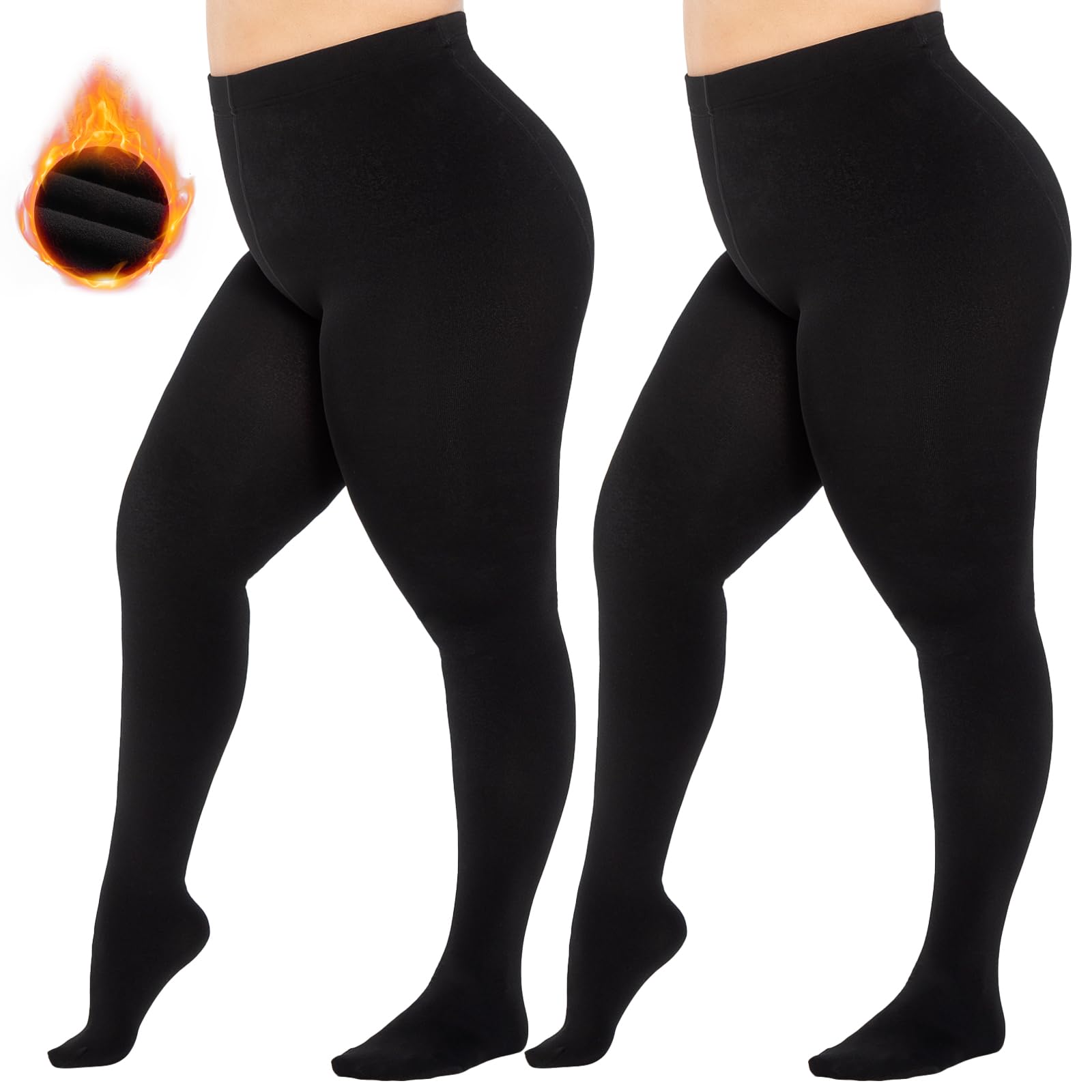 Photo 1 of **********USED AND DIRTY*********
MANZI 2 Pairs Women's Plus Size Fleece Lined Tights Black Opaque Thermal Tights Winter Warm Thick Stockings 400 Denier(Black*2,XL-XXL)