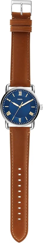 Montre pour homme Copeland 42mm, mouvement à quartz, boîtier en acier inoxydable argenté de 42mm avec bracelet en cuir, FS5661