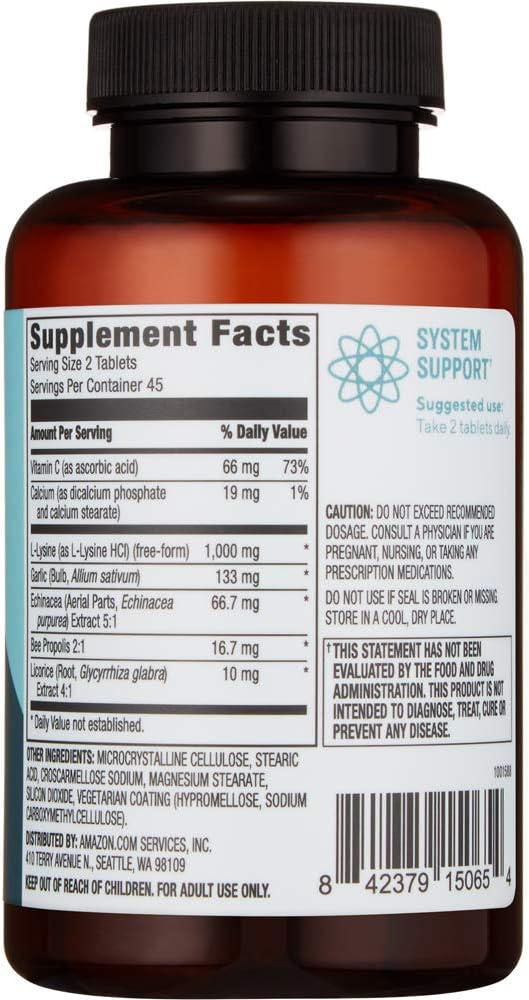  Brand - Revly Lysine + C Complex, 1000 mg L-Lysine and 66 mg Vitamin C per Serving (2 Tablets), Supports Immune Health, 90 Tablets, Gluten Free: Health & Personal Care
