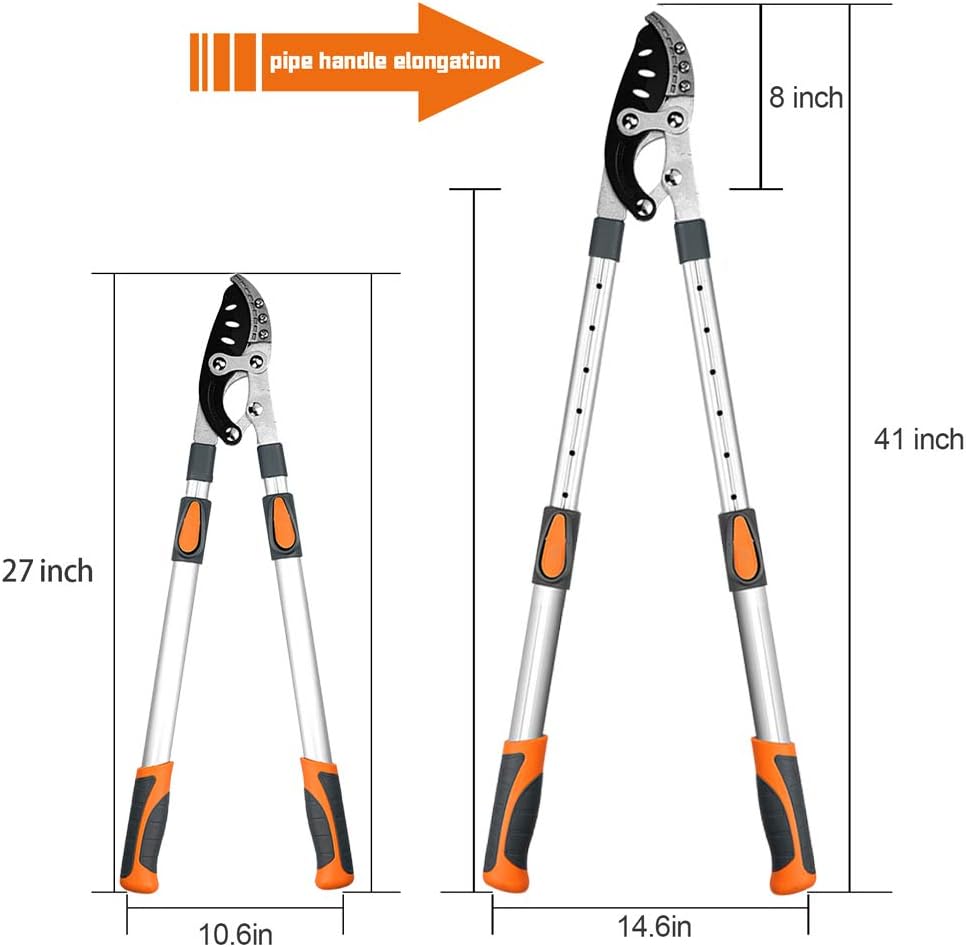 AIRAJ Retractable Handle Anvil Loppers, Heavy Duty Pruning Lopper with SK-5 High Carbon Steel Blades, Lightweight Aluminium Tube Tree Trimmer & Branch Cutter, 26 Inch Compound Action Hand Loppers : Garden & Outdoor