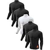 5 or 4 Pack Thermal Shirts for Men Turtle Neck Fleece Lined Long Sleeve Tops Workout Base Layer Cold Weather Gear