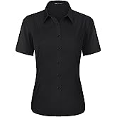 J.VER Womens Button Down Shirts Stretch Wrinkle Free Formal Short Sleeve Dress Shirt Summer Work Blouses Business Casual Tops