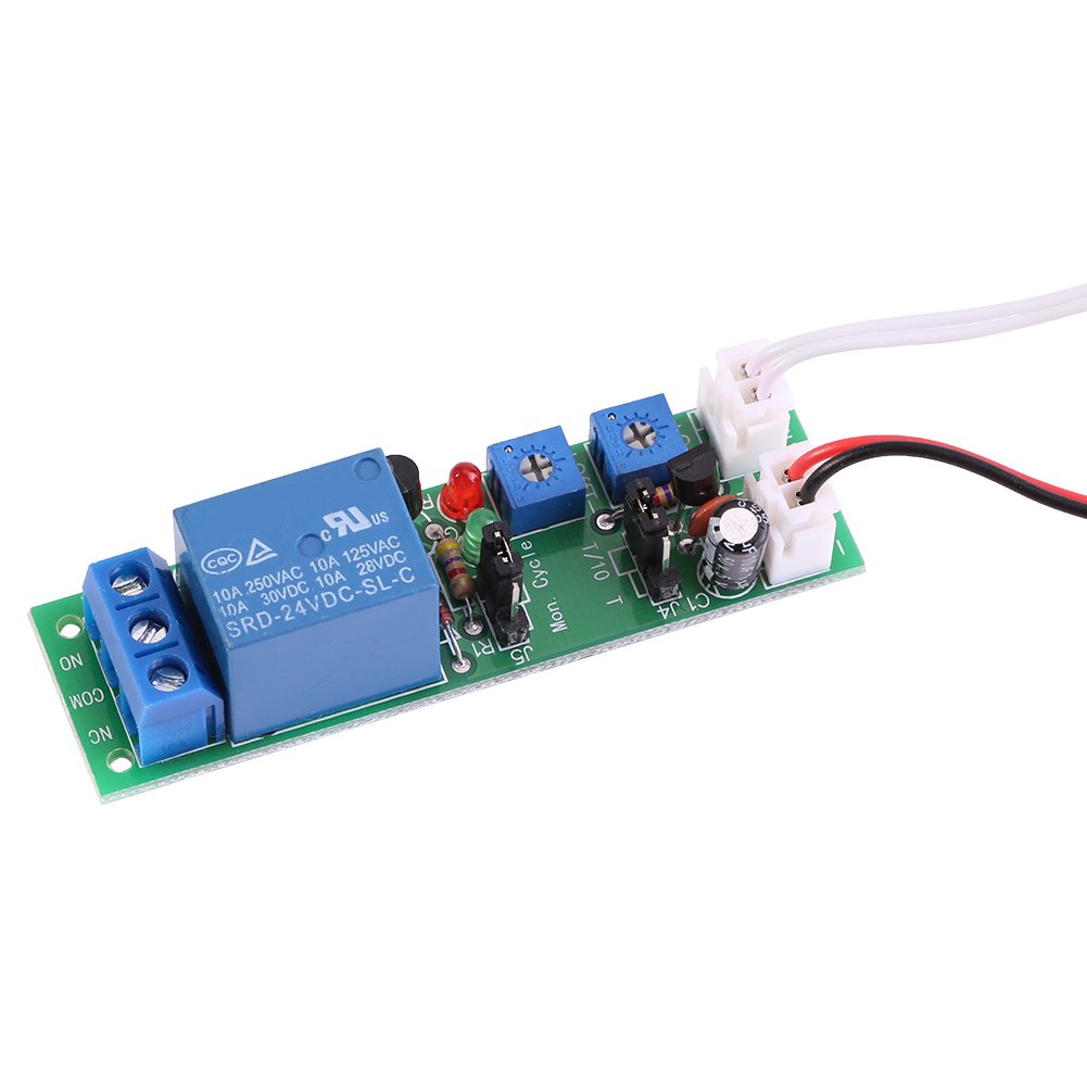 1pc DC 12V/24V Adjustable Cycle Times Switch Module Delay On/Off Timer Delay Switch Module 6 Types Optional (DC24V 0-30mins)