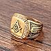 PMTIER Men's Cubic Zirconia Masonic Freemason Gold and Black Plated Stainless Steel Rings Size 11