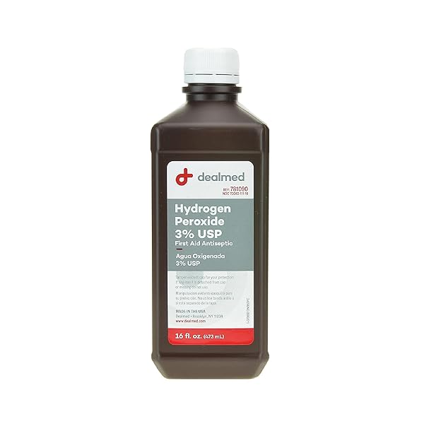 DEALMED HYDROGEN PEROXIDE 3% USP – 16 FL. OZ. USA MADE HYDROGEN PEROXIDE CLEANER, HYDROGEN PEROXIDE 3 PERCENT FIRST AID CLEANER, HYDROGEN PEROXIDE SOLUTION FOR FIRST AID KIT AND MEDICAL FACILITIES
