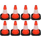OranclUS 8 Pack 12 Inch Orange PVC Traffic Cones with Black Base, Stable and Durable Sport Training & Soccer Practice Safety Markers for Indoor and Outdoor Use (8, Orange, 12 Inch)