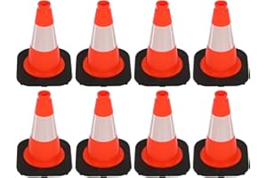 OranclUS 8 Pack 12 Inch Orange PVC Traffic Cones Black Base Stable Durable, Sport Training Soccer Practice Kids Safety Markers Indoor Outdoor Use (8, Orange, 12 Inch)