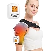 Cordless Shoulder Heating Pad with Massage, Rechargeable Heated Shoulder Wrap for Pain Relief, 3-Level Vibration Massage, 104-140°F Adjustable Temp, 30/45/60Mins Timer, Type-C Cable & Storage Bag