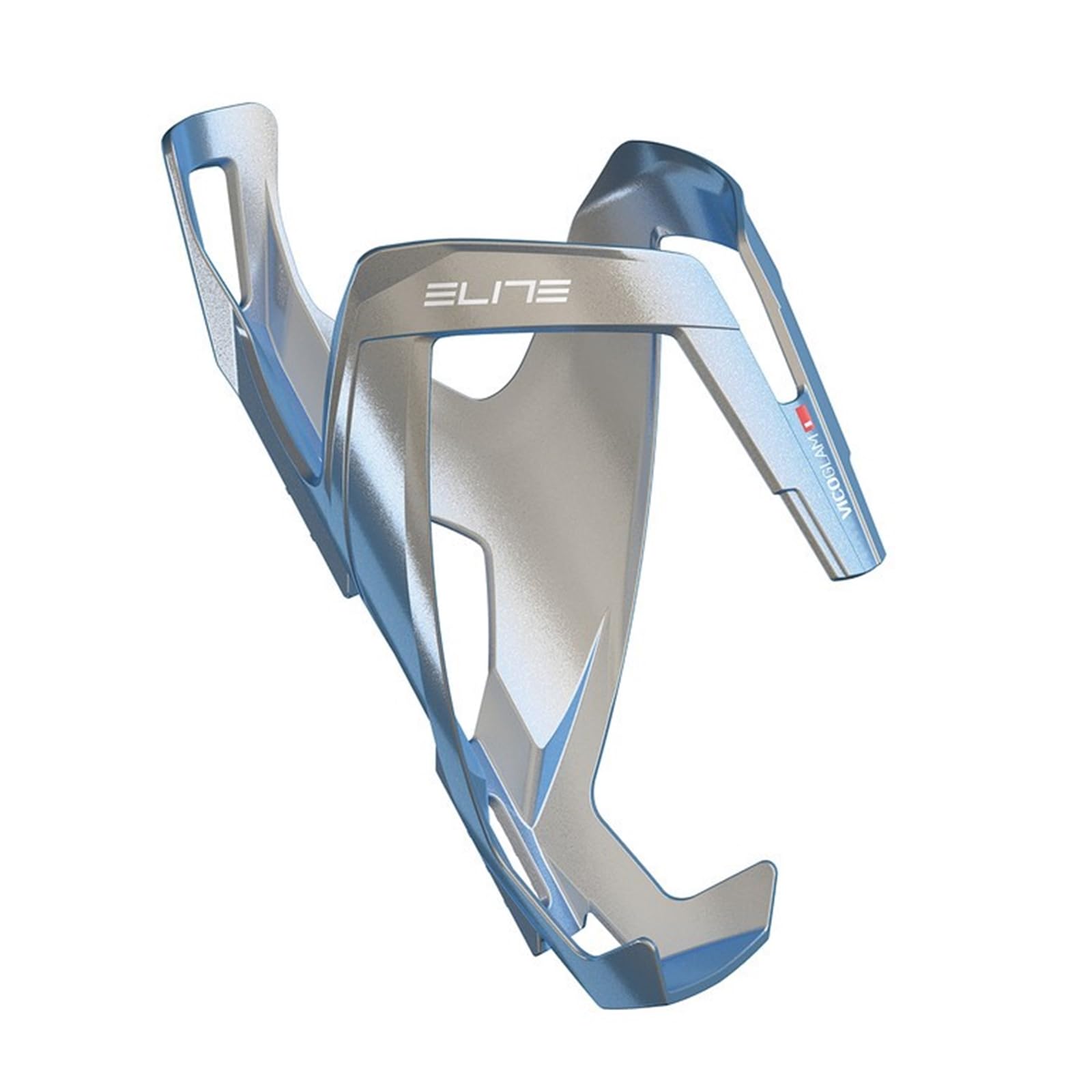 Elite Vico Glam Bottle Cage Metal Grey White Graphic – Fibre-Reinforced Bike Bottle Holder with Iridescent Metallic Finish 29g – For Road Bike, MTB & Gravel Cycling