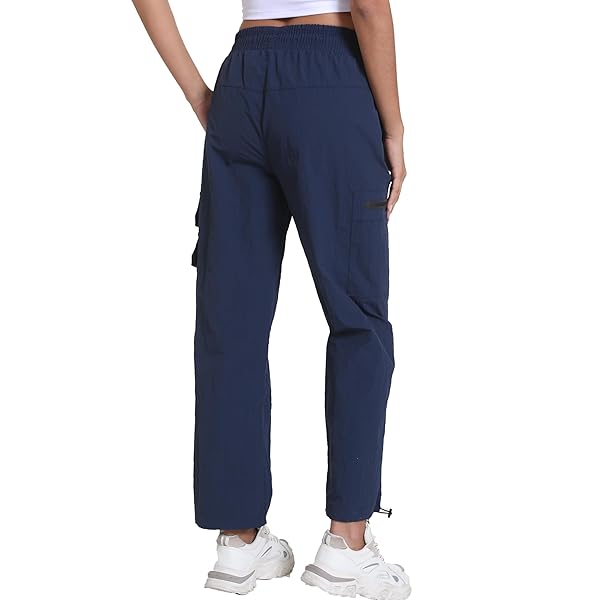 BEPOPOTAN QUICK DRY CARGO PANTS FOR WOMEN LIGHTWEIGHT JOGGERS FOR ATHLETIC WORKOUT CASUAL OUTDOOR CAMPING HIKING WITH POCKETS(NAVY BLUE M)