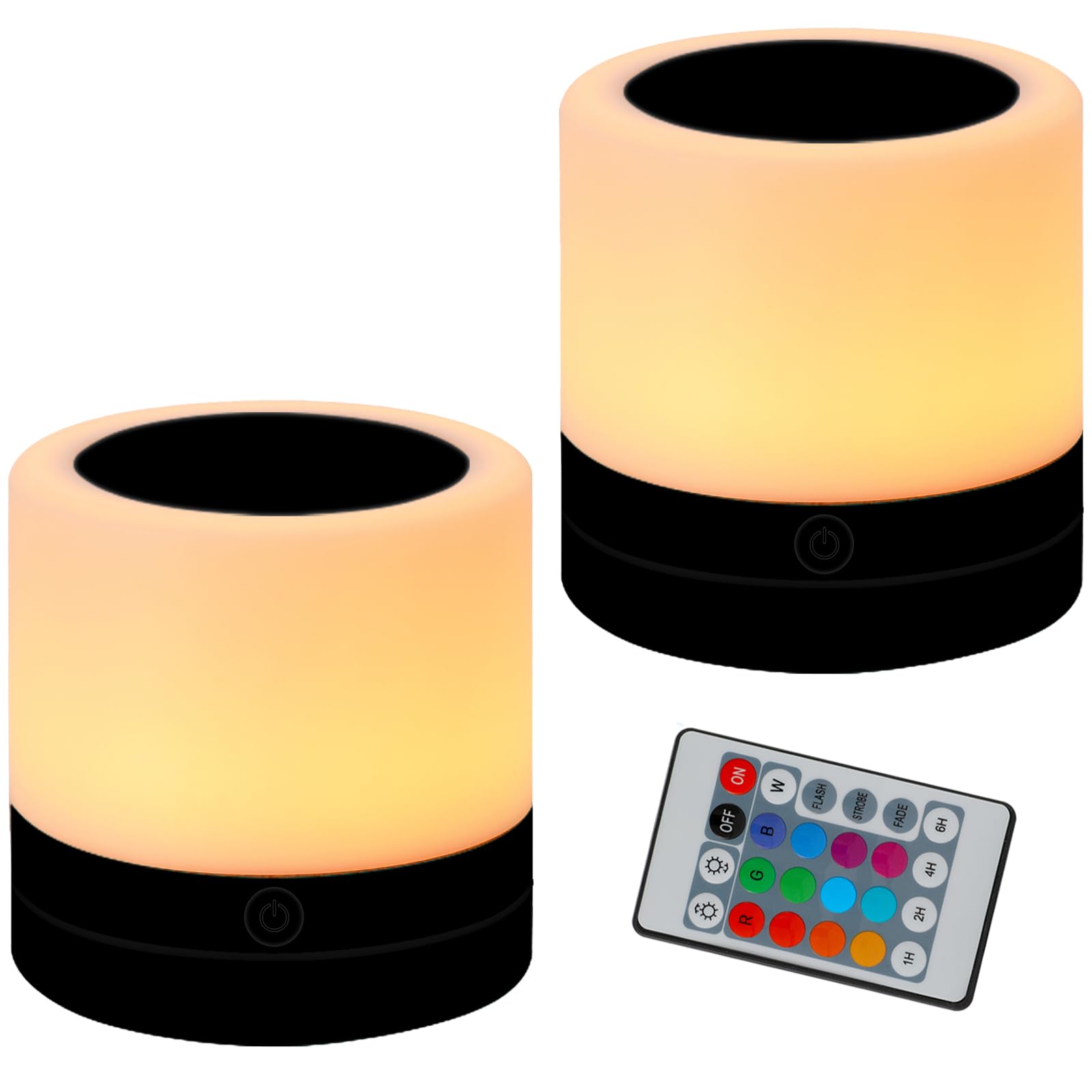 Photo 1 of **MISSING REMOTE**Nursery Night Light for Kids, USB Rechargeable Small Desk Lamp,13 RGB Colors & 4 Brightness & 1 Remote, Touch Bedside Cordless Table Lamp, Portable Night Lamp for Bedroom Living Room (2 Pack Black)