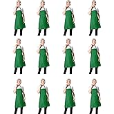TSD STORY Total 12 PCS Plain Bib Blackish Green Bulk Aprons for Women Men Adult with 2 Front Pockets-BBQ Dad Grilling Cooking Apron (green-12pcs)